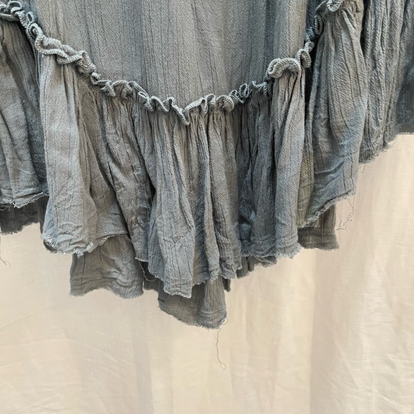 Free People Slate Blue Mini Boho Dress w/drop elastic waist - Picture 5 of 14